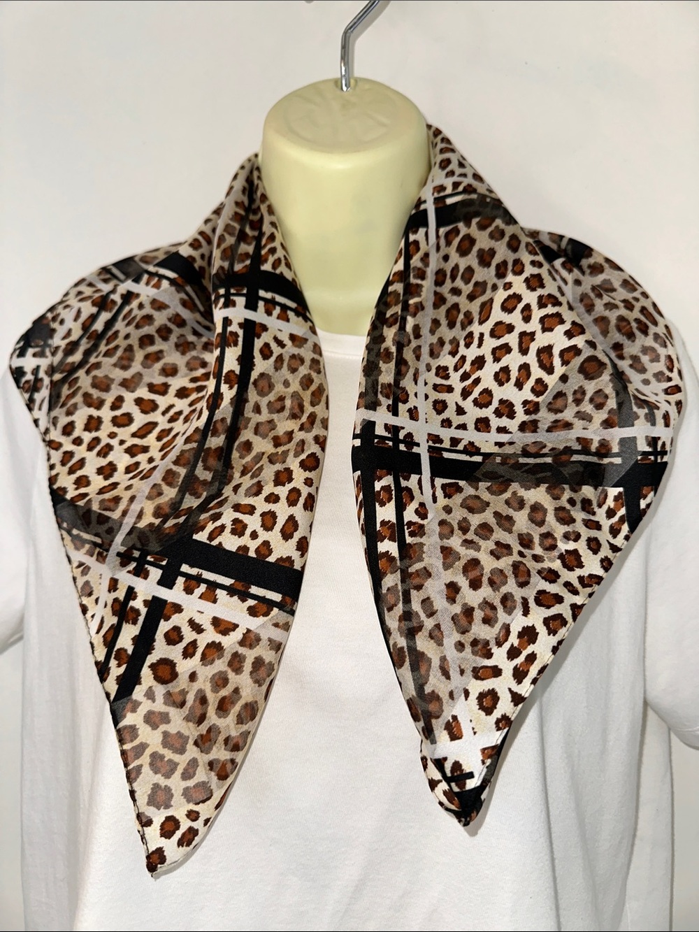 Vintage 70s Symphony Scarfs Animal Print Plaid Polyester Square‎ Scarf
